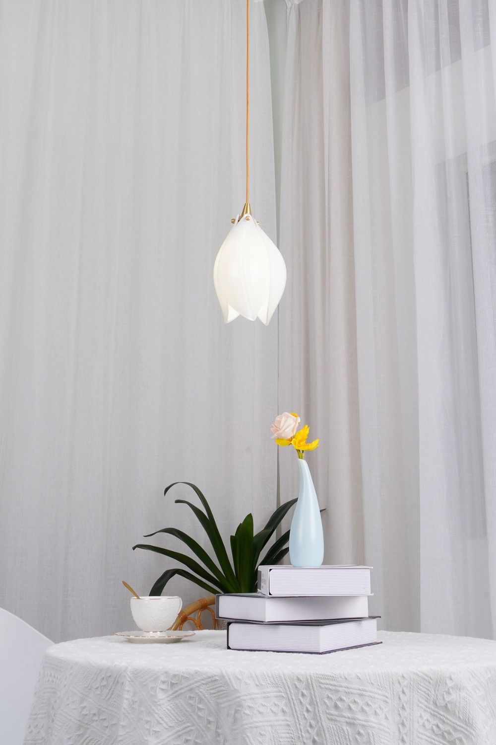 Gold Stem Ceramic Flower Chandelier - view 12 | morylighting