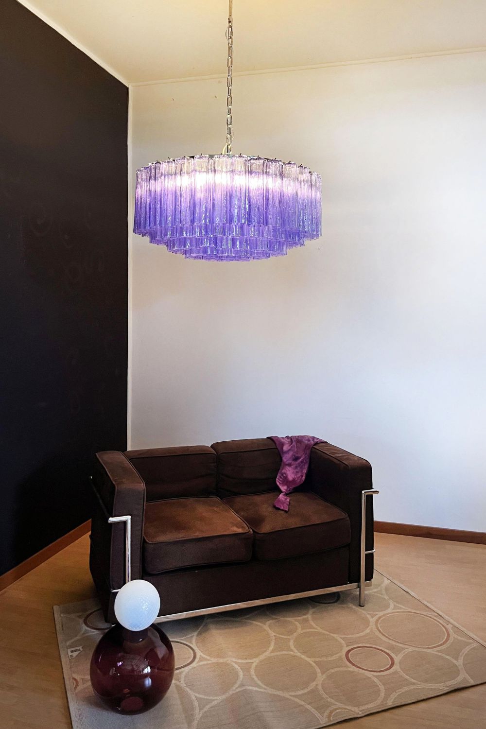 Italian Modernist Purple Art Glass Tube Chandelier - view 10 | morylighting