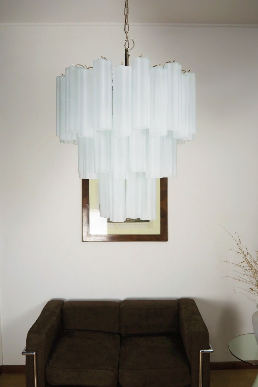 Three-tier Art frosted white glass chandelier - view 4 | morylighting