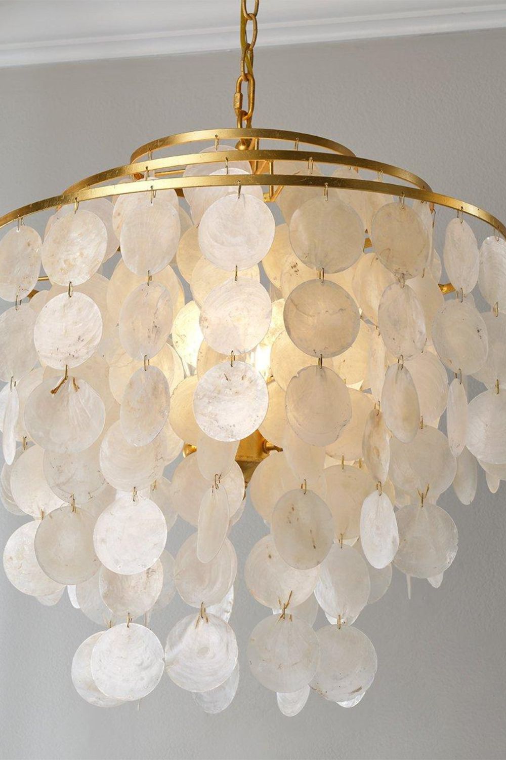 Modern Tiered Capiz Shell Chandelier - view 6 | morylighting