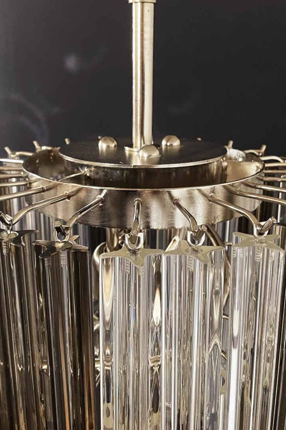 Vintage Smoked Art Glass Prism Spiral Chandelier - view 14 | morylighting