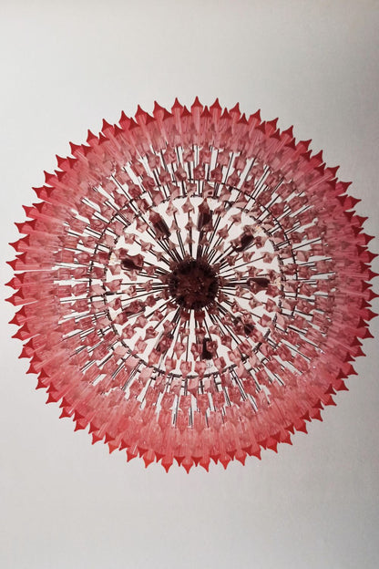 Large pink Art Triedri glass prism chandelier - view 15 | morylighting