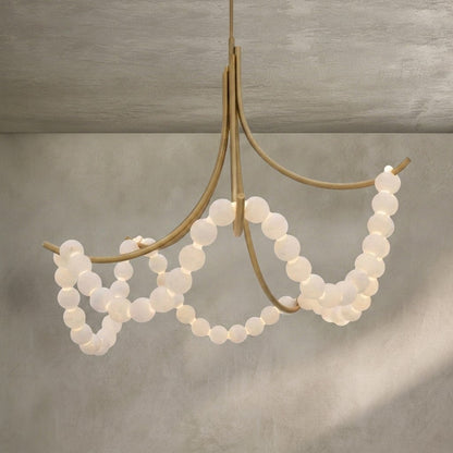 Cluster String Alabaster Beads Semi Flush Chandelier