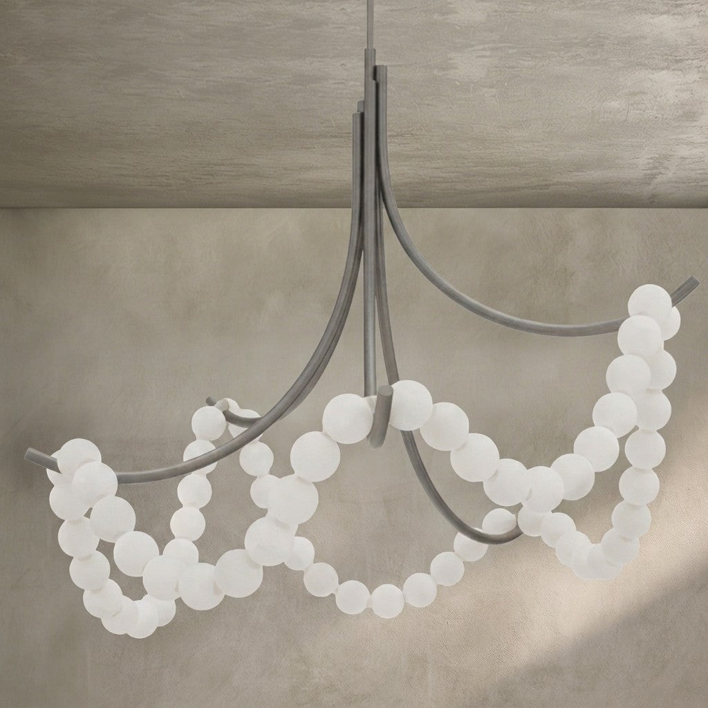 Cluster String Alabaster Beads Semi Flush Chandelier
