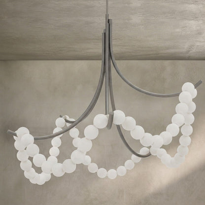 Cluster String Alabaster Beads Semi Flush Chandelier