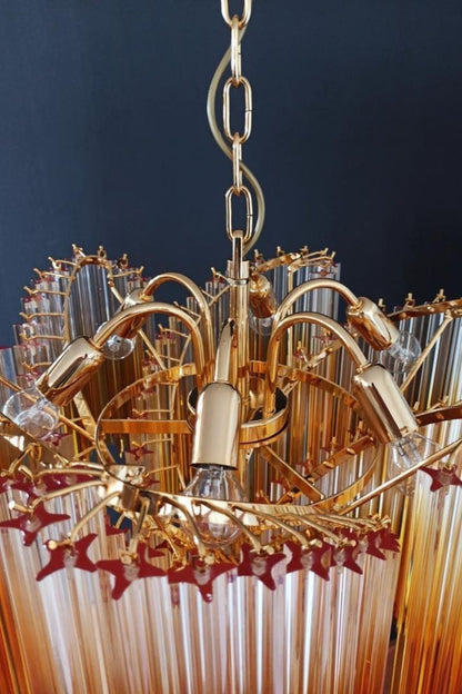 Shaded Amber Art Crystal Prism Chandelier - view 15 | morylighting