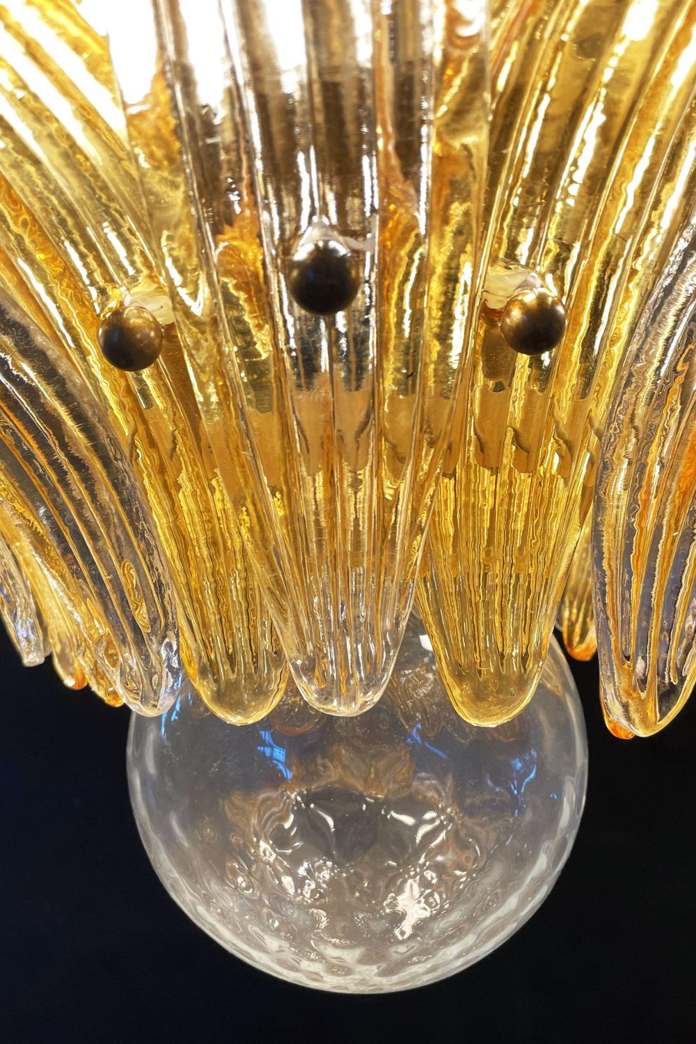 Amber and Clear Art Glass Palmette Chandelier - view 15 | morylighting