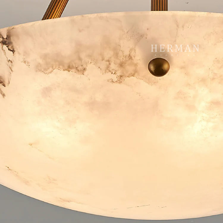Vintage Round Alabaster Ceiling Lamp