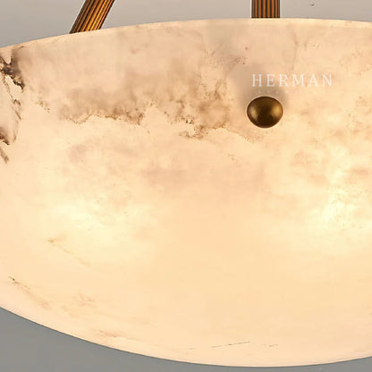 Vintage Round Alabaster Ceiling Lamp