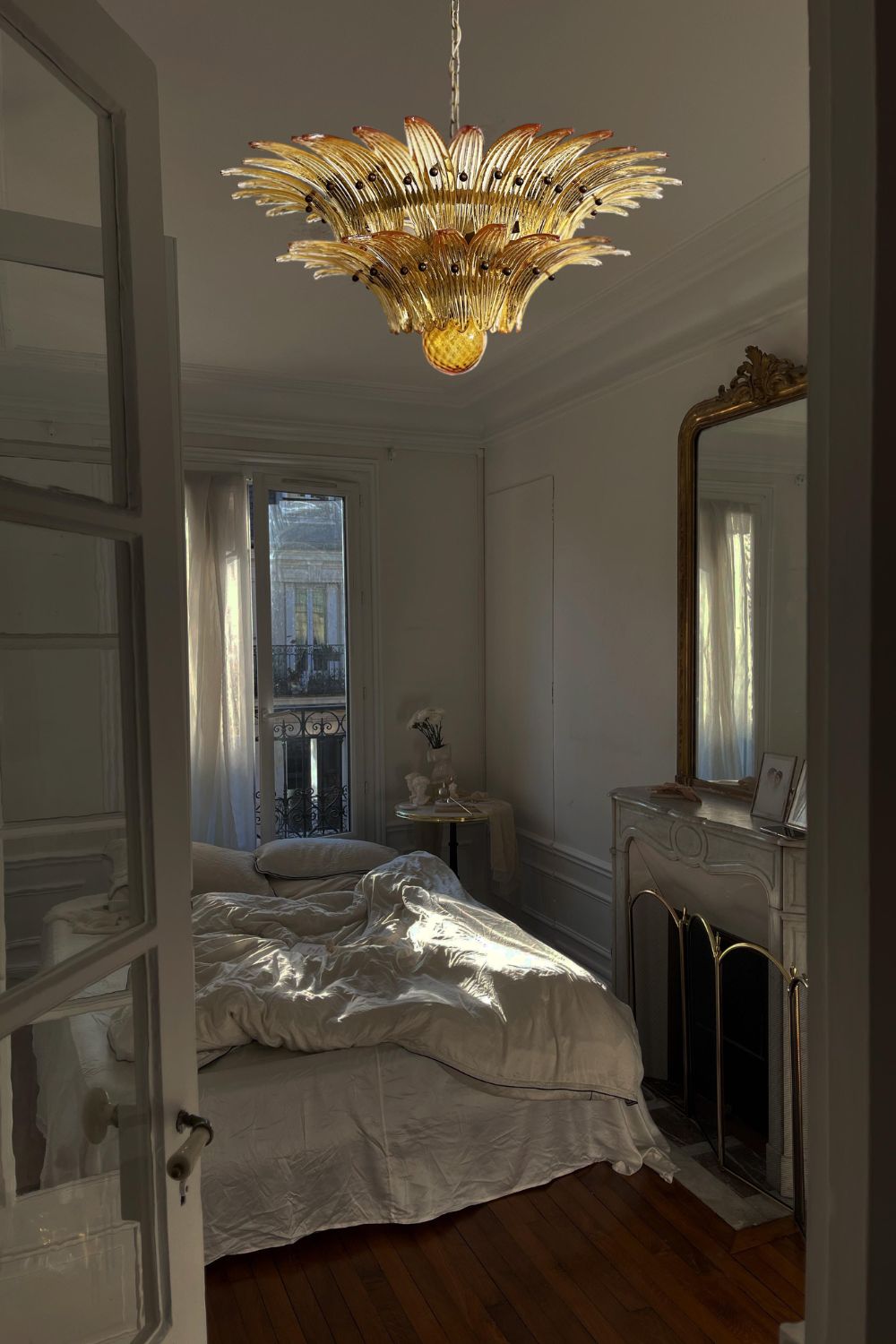 Amber Art Glass Palmette  Chandelier - view 3 | morylighting
