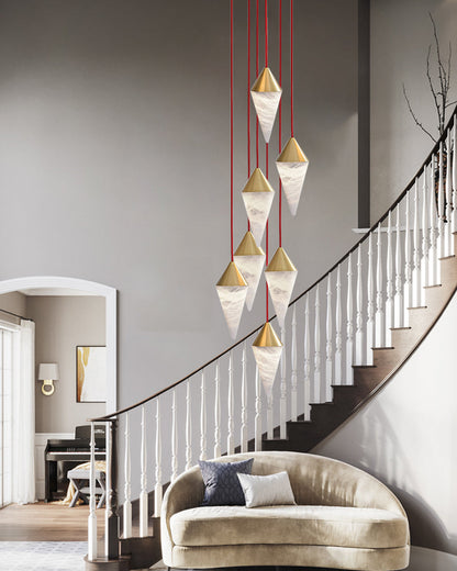 12 light Conical Cluster Minimalist Design Alabaster Pendant Light