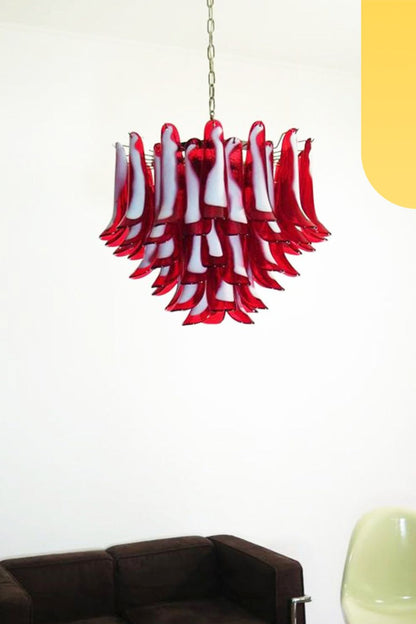 Red Art Glass Petal Chandelier - view 7 | morylighting