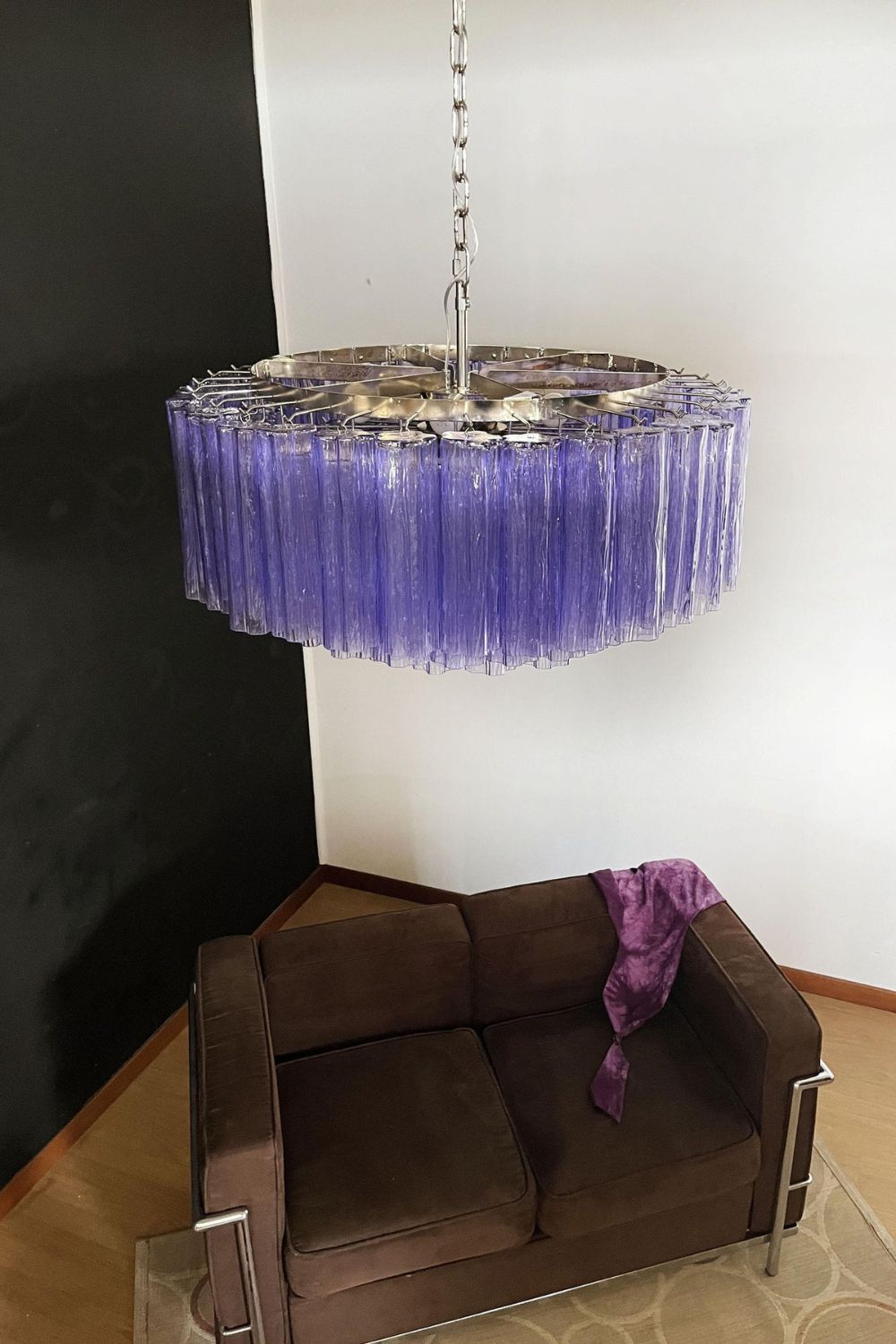 Italian Modernist Purple Art Glass Tube Chandelier - view 3 | morylighting