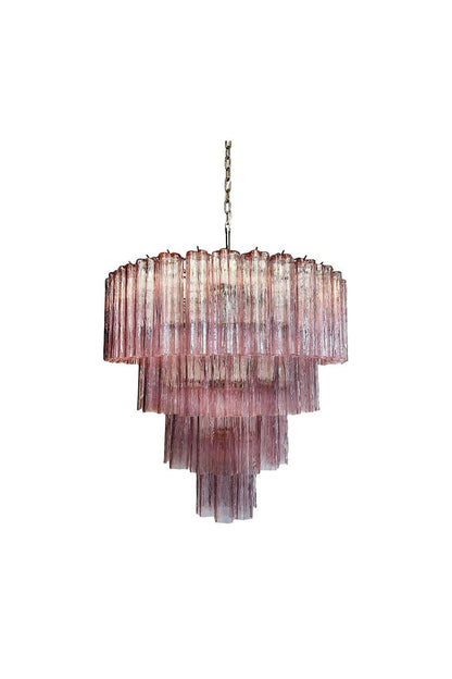 Large Pink Art Glass Tiered Chandelier | morylighting