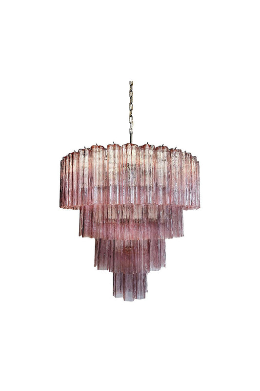 Large Pink Art Glass Tiered Chandelier | morylighting