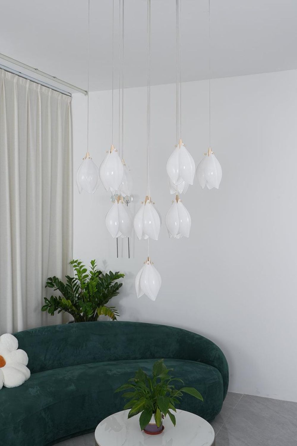 Gold Stem Ceramic Flower Chandelier - view 7 | morylighting