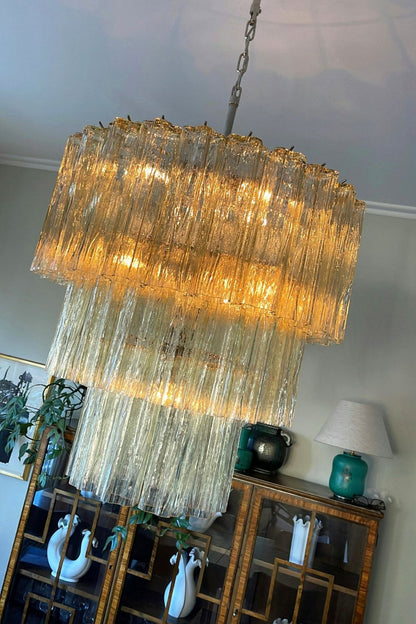 Amber Honey Art Glass Tube Chandelier - view 4 | morylighting