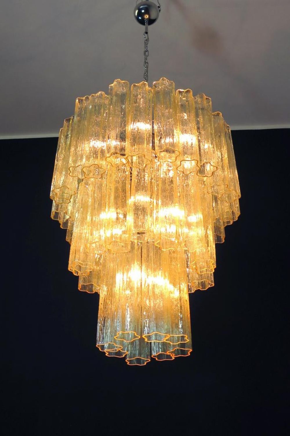 Three-Tier Yellow  Glass Art Chandelier - view 15 | morylighting