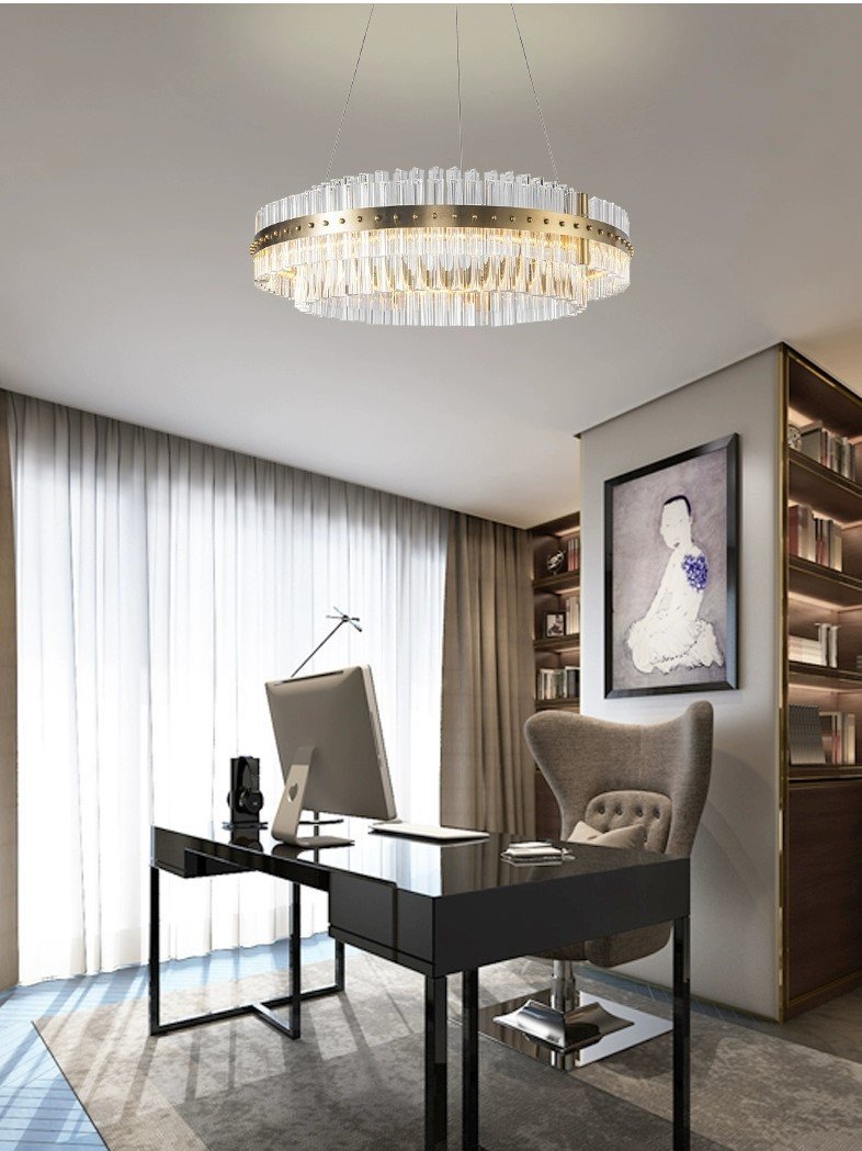 LA Aquinox 2-Tier Oval Crystal Ring LED Chandelier