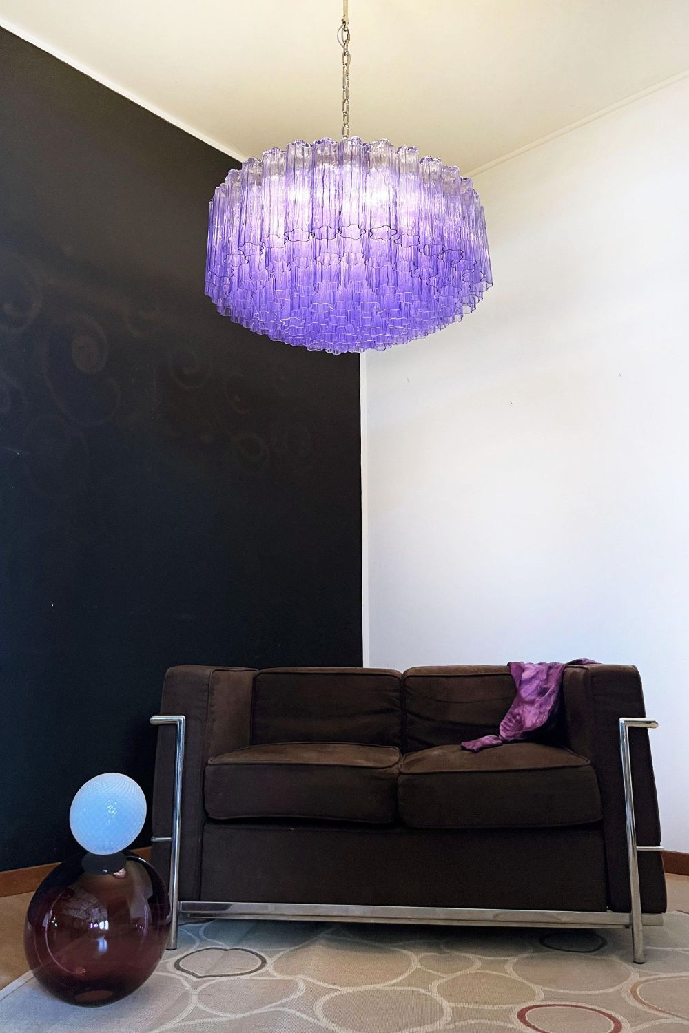 Italian Modernist Purple Art Glass Tube Chandelier - view 11 | morylighting