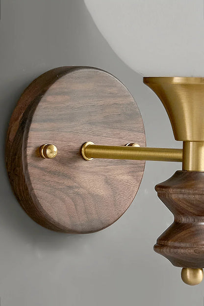 Vintage Globe Walnut Wood Wall Lamp - view 11 | morylighting
