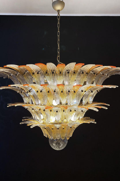 Amber and Clear Art Glass Palmette Chandelier - view 10 | morylighting