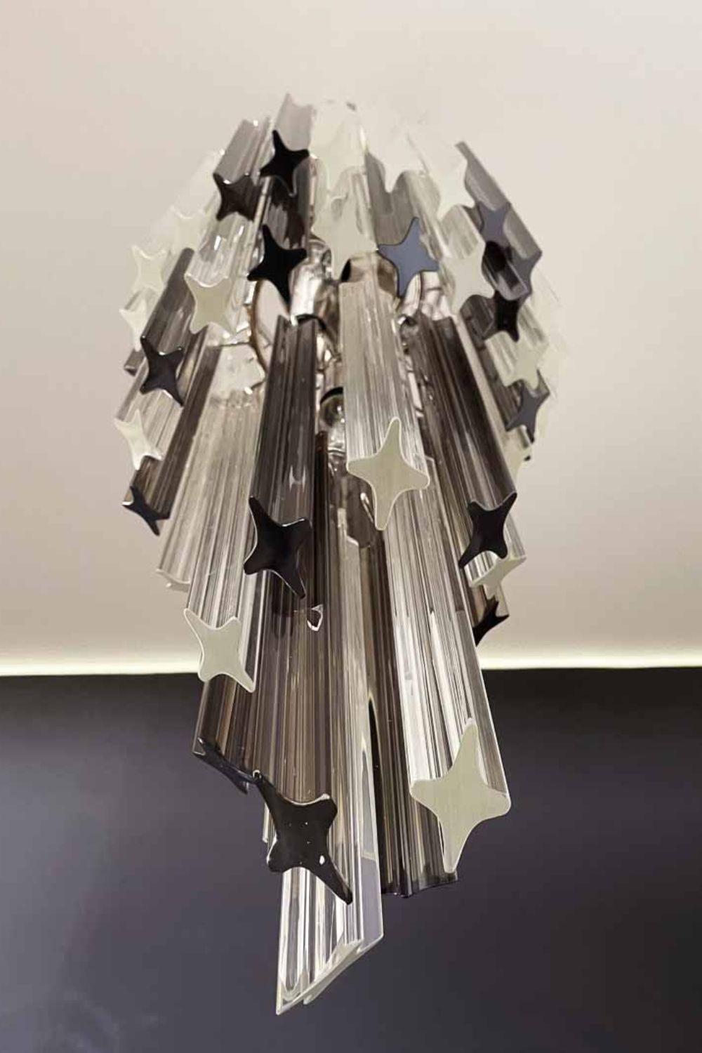 Vintage Smoked Art Glass Prism Spiral Chandelier - view 13 | morylighting
