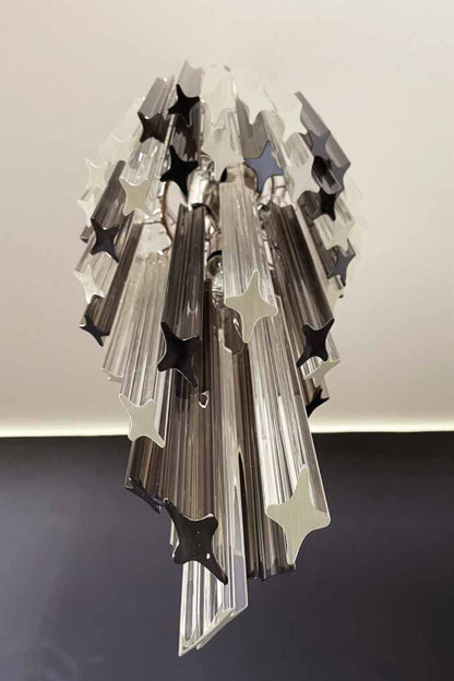 Vintage Smoked Art Glass Prism Spiral Chandelier - view 13 | morylighting