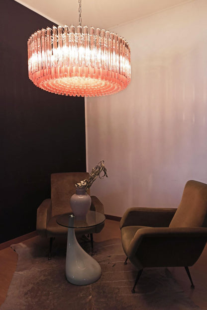 Large pink Art Triedri glass prism chandelier - view 3 | morylighting