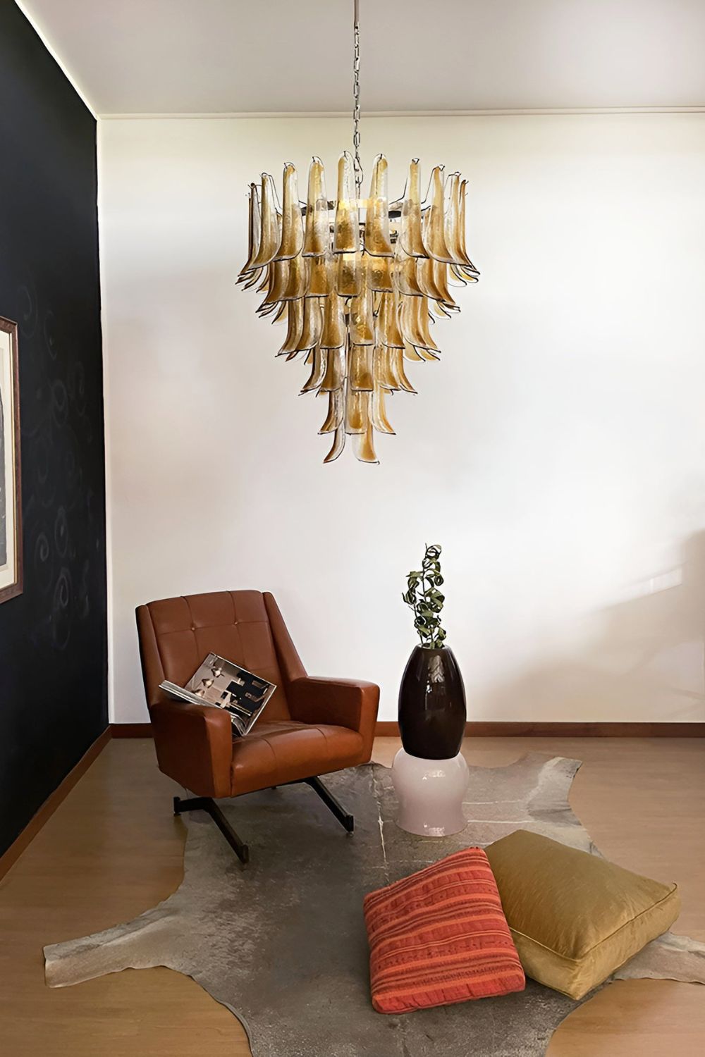 Amber Art Glass Petal Cascade Chandelier - view 7 | morylighting