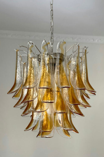 Mazzega Amber Glass Petal Chandelier - view 12 | morylighting