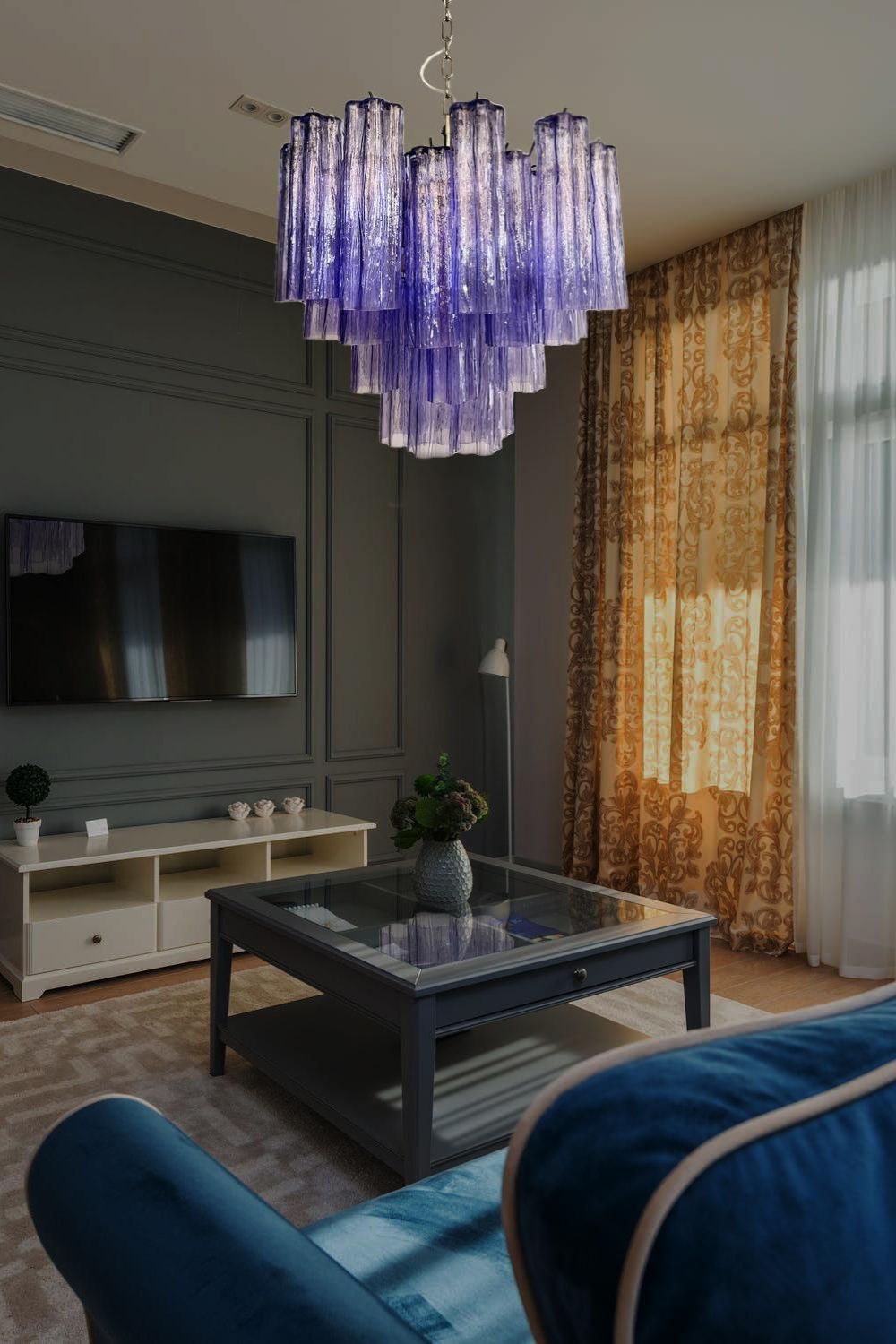 Amethyst Art Glass Pendant Chandelier - view 3 | morylighting