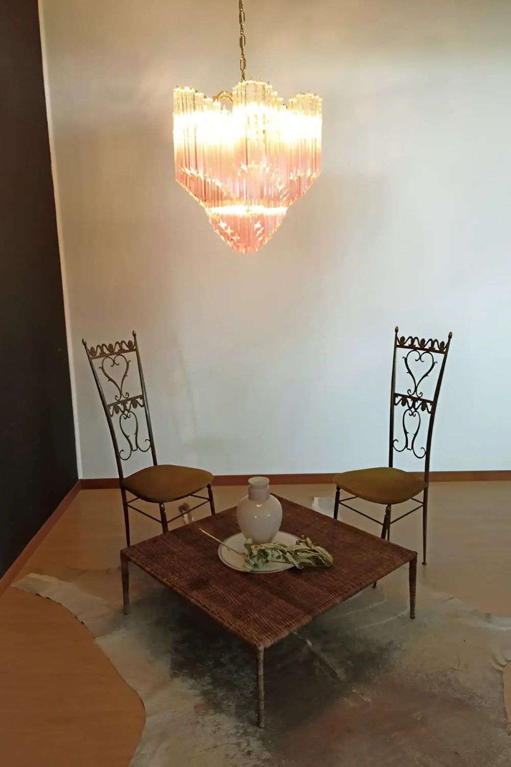 Vintage Pink Art Quadriedri Prism Chandelier - view 2 | morylighting