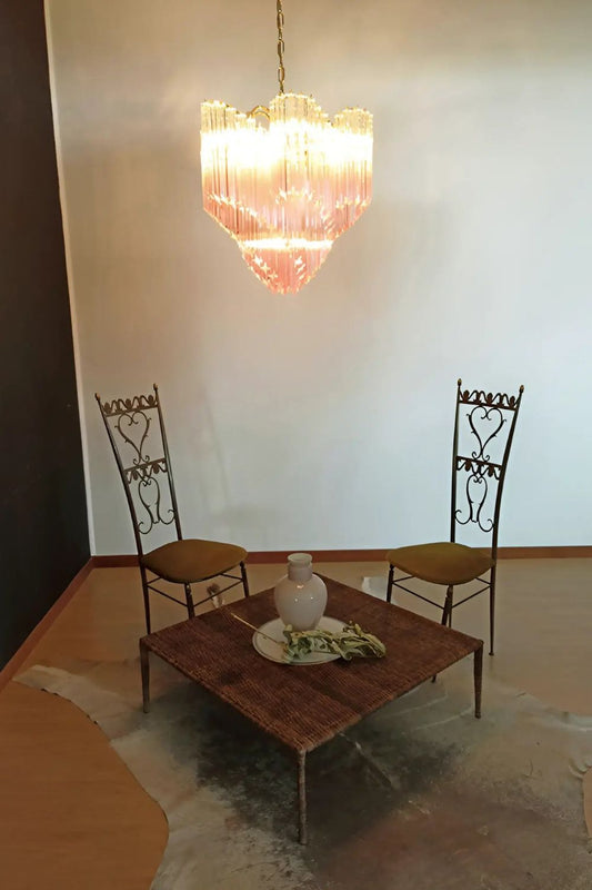 Vintage Pink Art Quadriedri Prism Chandelier - view 2 | morylighting