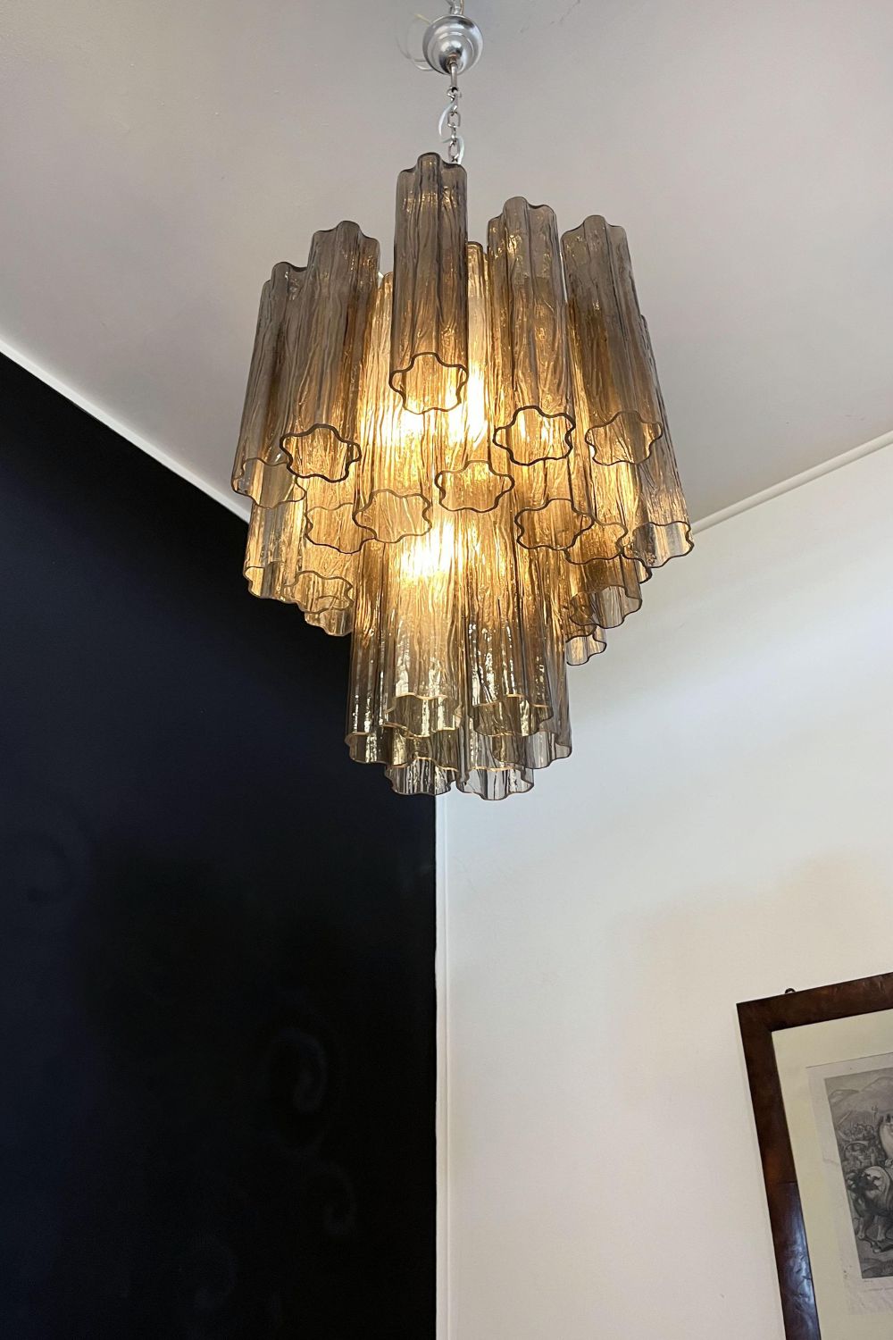 Vintage Smoked Glass Tube Chandelier - view 12 | morylighting