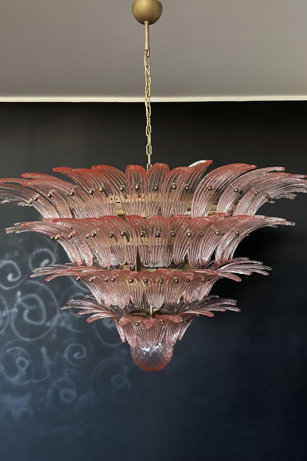 Art Four-tier pink glass palm leaf chandelier - view 7 | morylighting
