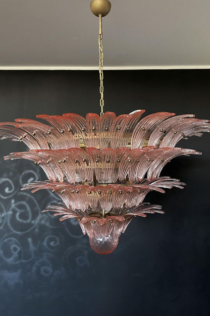 Art Four-tier pink glass palm leaf chandelier - view 7 | morylighting