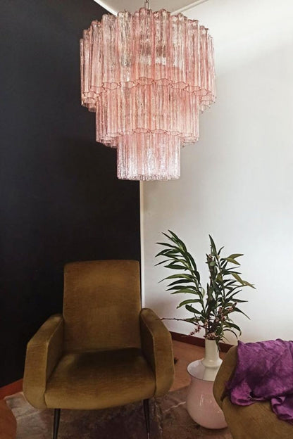 Art light pink glass tube chandelier - view 8 | morylighting