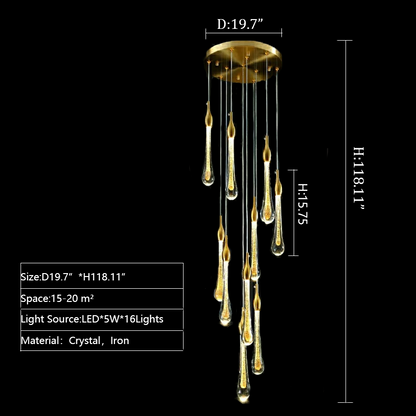 Morylighting Grand Cascade Glass Drop Chandelier - Background Shot