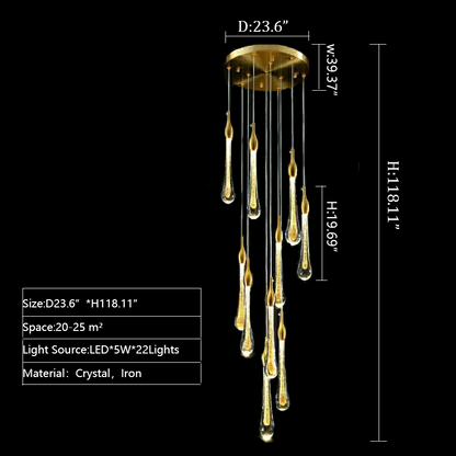 Morylighting Grand Cascade Glass Drop Chandelier - Background Shot
