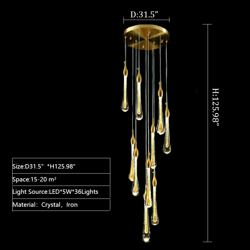 Morylighting Grand Cascade Glass Drop Chandelier - Background Shot
