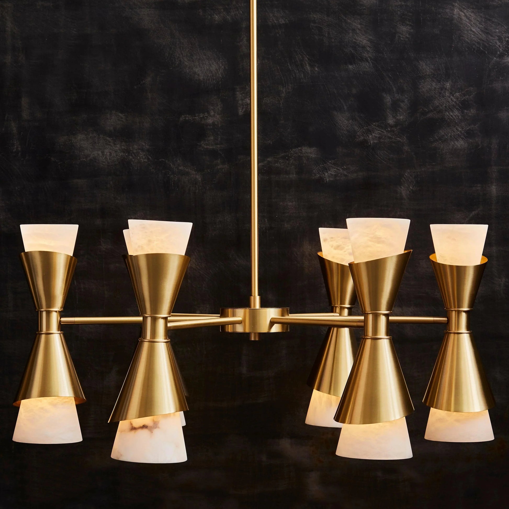 Brass with Alabaster Cones Chandelier