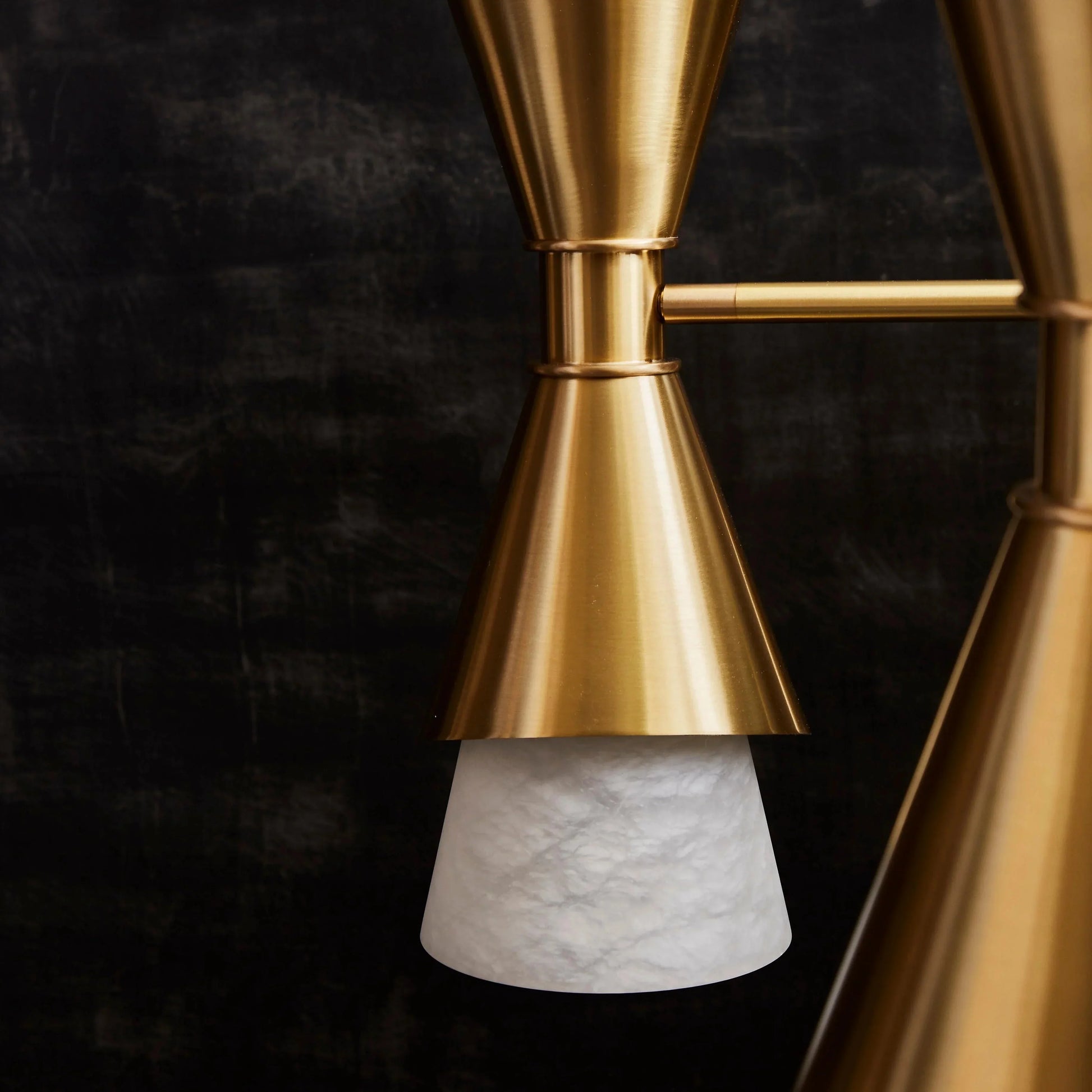 Brass with Alabaster Cones Chandelier