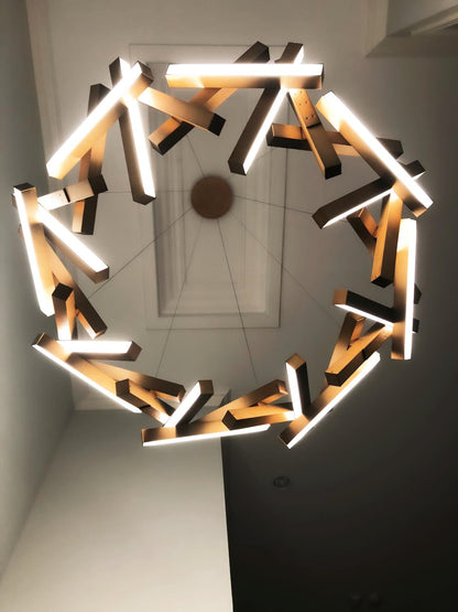 Modern Round/Linear Geometric Aluminum LED Chandelier for Dining Room/Bedroom