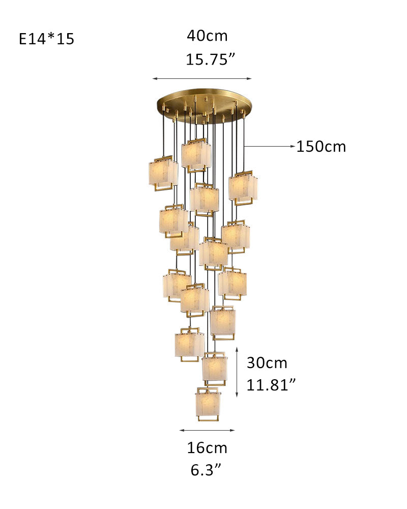 Elegant Cluster Alabaster Dome Suspension Light Lacquered Burnished Brass for hallway