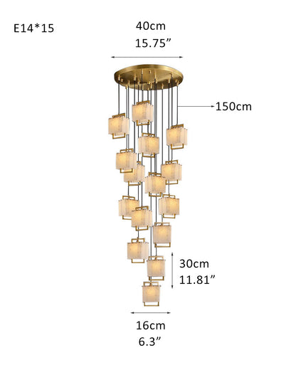 Elegant Cluster Alabaster Dome Suspension Light Lacquered Burnished Brass for hallway