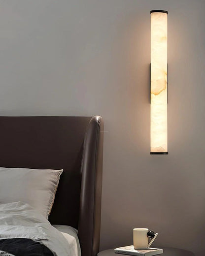 LED Copper Cylindrical Natural Marble Alabaster Wall Sconce Lamp