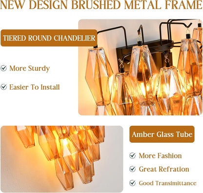 $800+ Purchase Gift | Amber Glass Wall Sconce 21.65"H