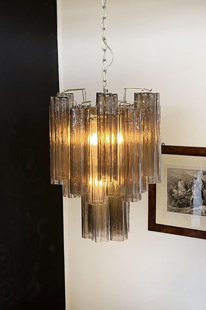 Vintage Smoked Glass Tube Chandelier - view 4 | morylighting