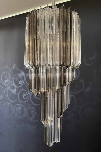 Vintage Smoked Art Glass Prism Spiral Chandelier - view 15 | morylighting